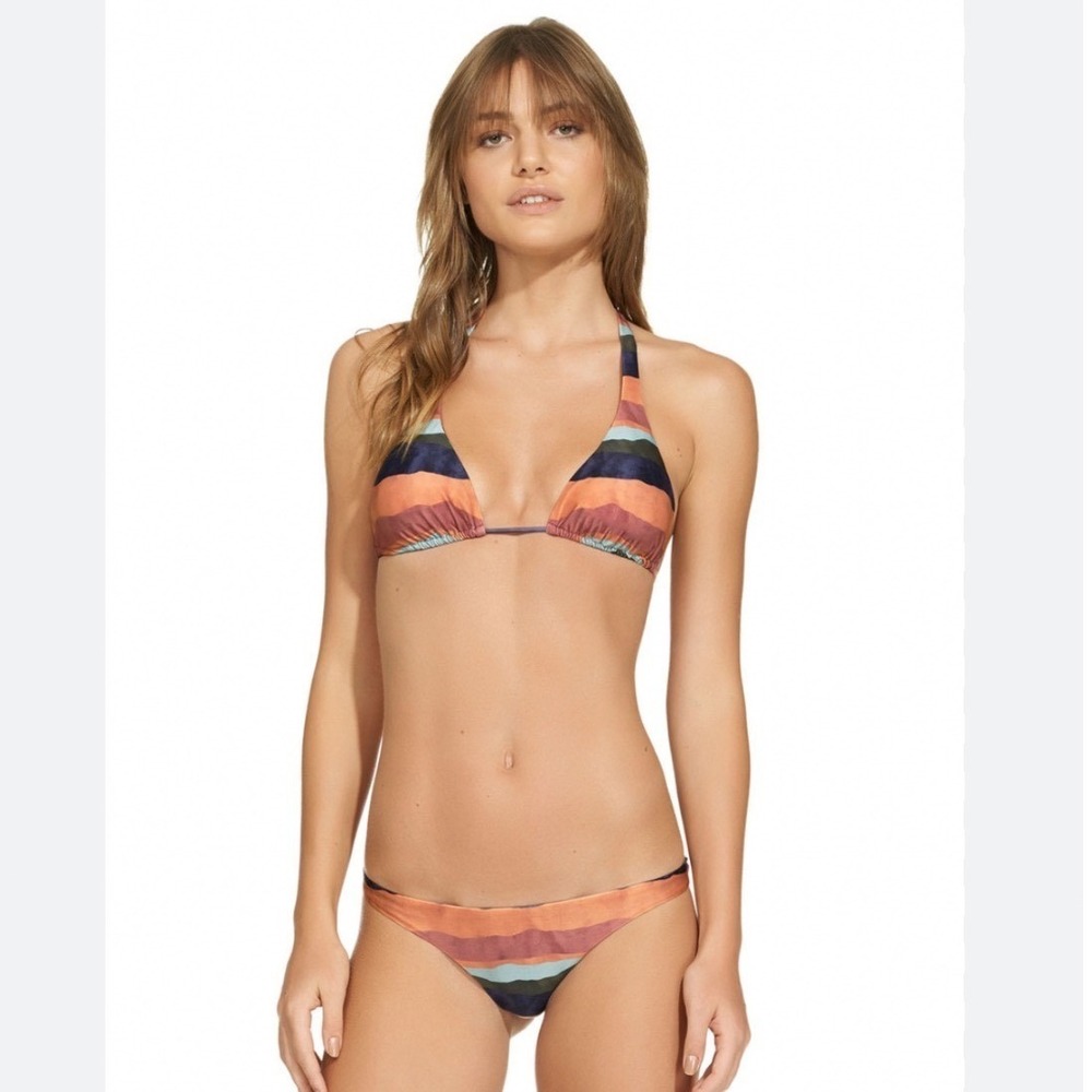 ViX Paula Hermanny Striped Triangle Bikini Set Multicolor Boho Beachwear Small